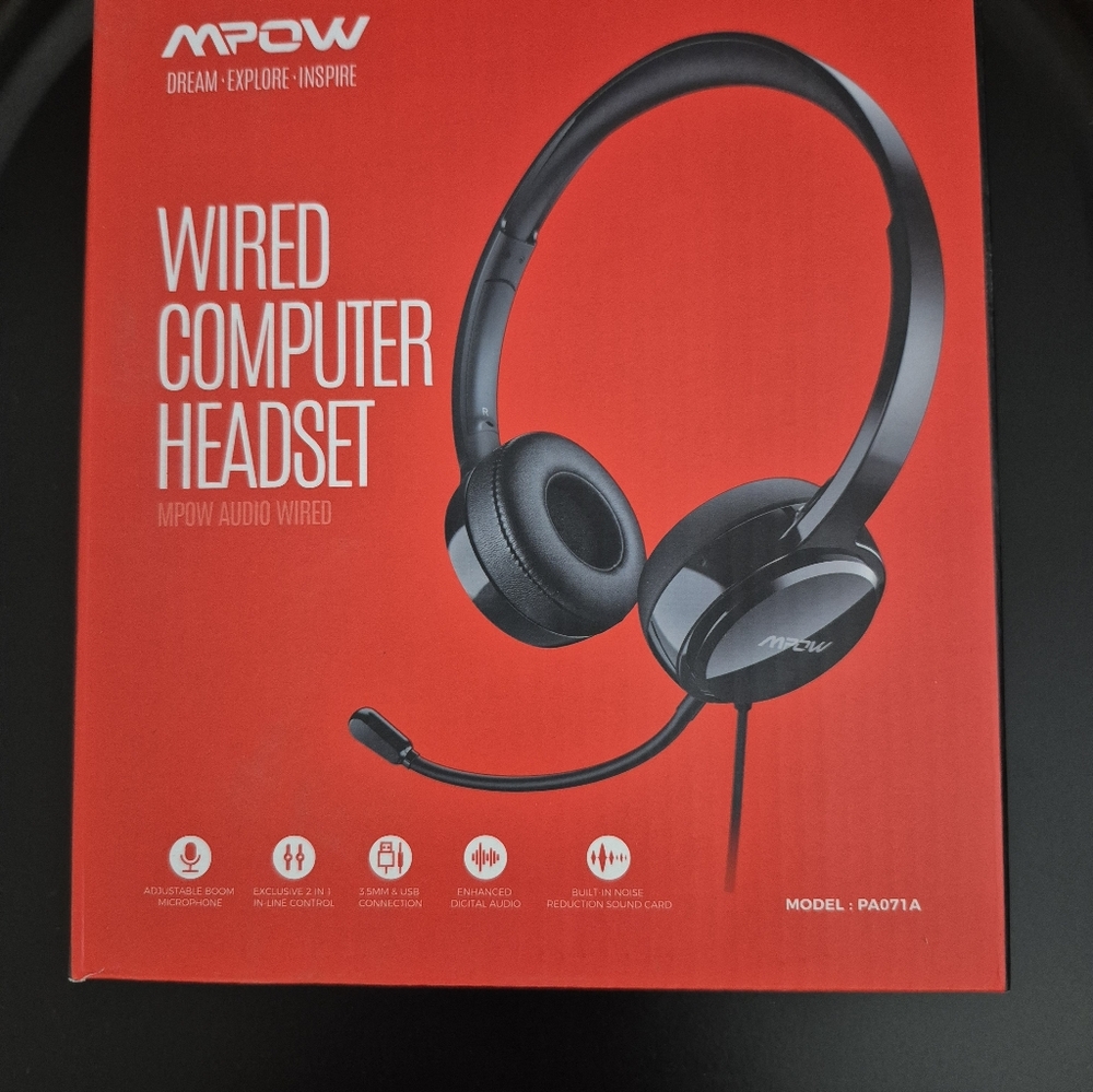 Black Wired Computer Headset by MPOW